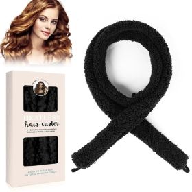 Satin Heatless Hair Curler, Lazy Natural Soft Wave DIY Heatless Curls For Sleep In Overnight, For All Hair Types - Black (Option: BLACK)